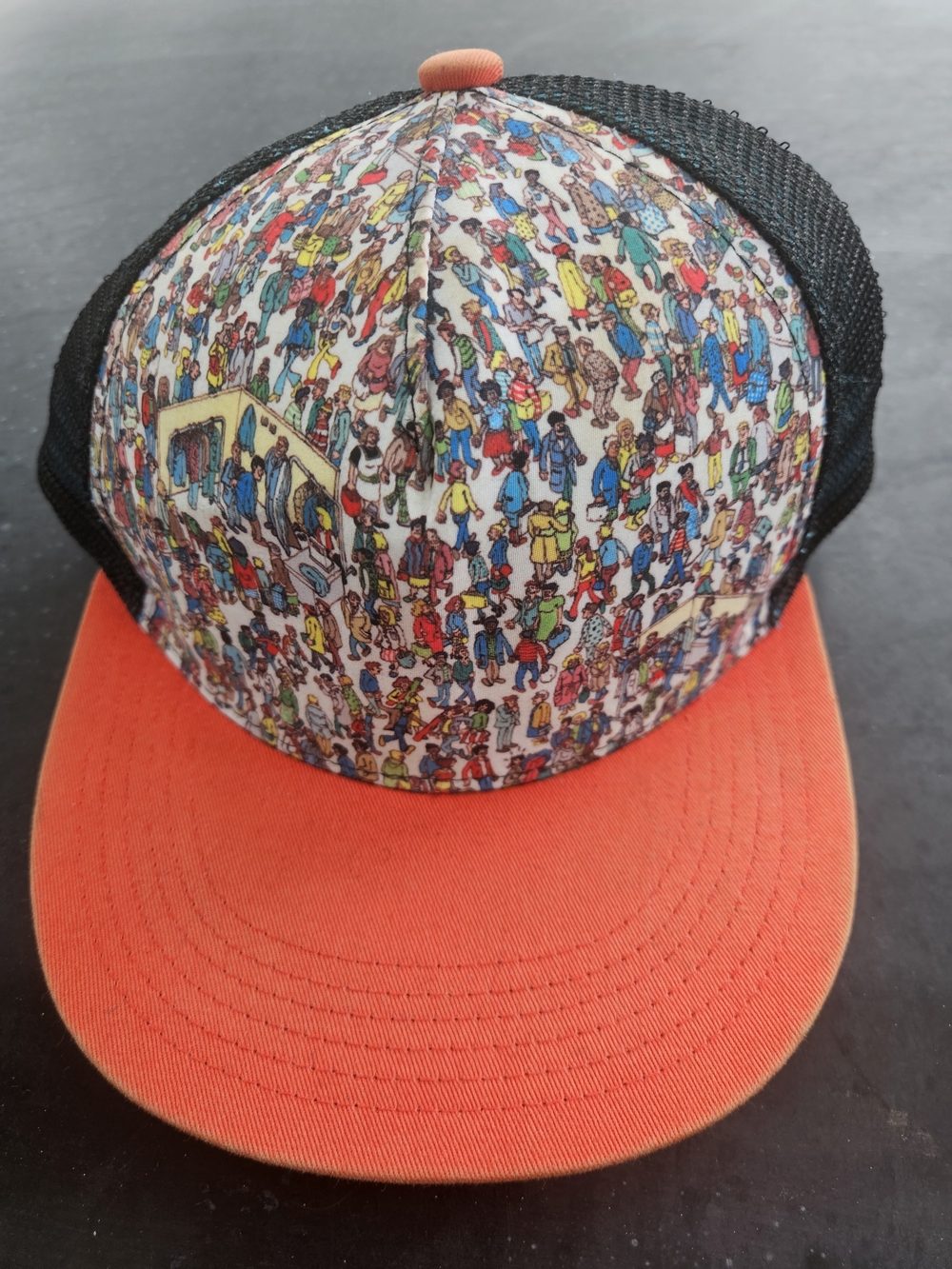 Kids Where's Waldo Vintage Orange & Multicolor Mesh Trucker Snapback Cap